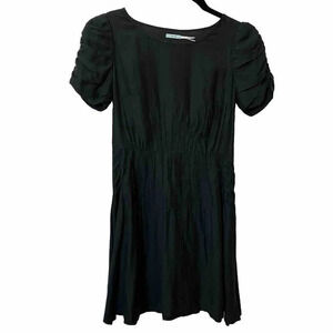 Kimchi Blue Puff Sleeve Black Cotton Silk Polka Dot Dress  4